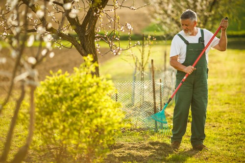 Gardening professionals discussing sustainable landscaping plans